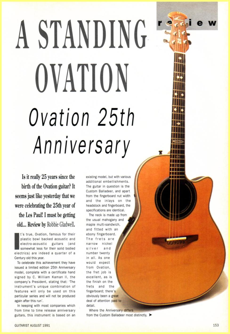 Ovation 1991 Collector's (25th Anniversary) UK Review