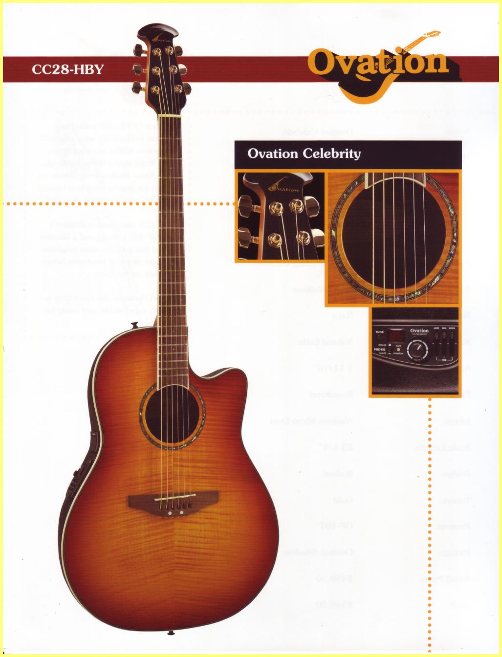 Ovation Celebrity CC28 HBY Info Sheet