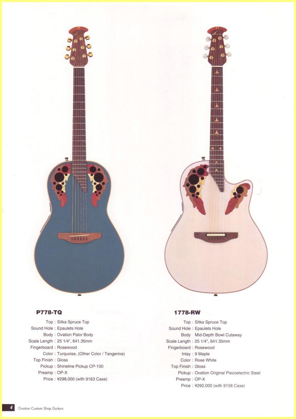 Ovation Custom Shop Guitars Japanese Catalog Ovation Custom Shop Guitars Japanese Catalog