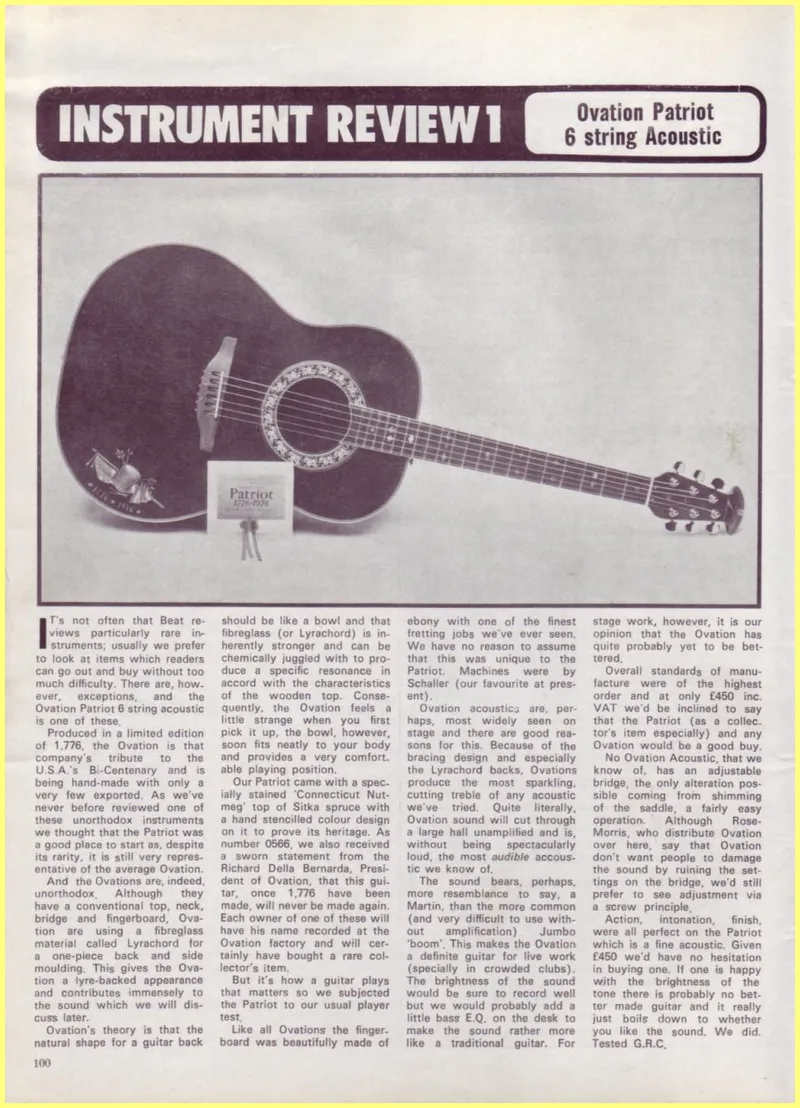 1976 Ovation 1776 Patriot Review