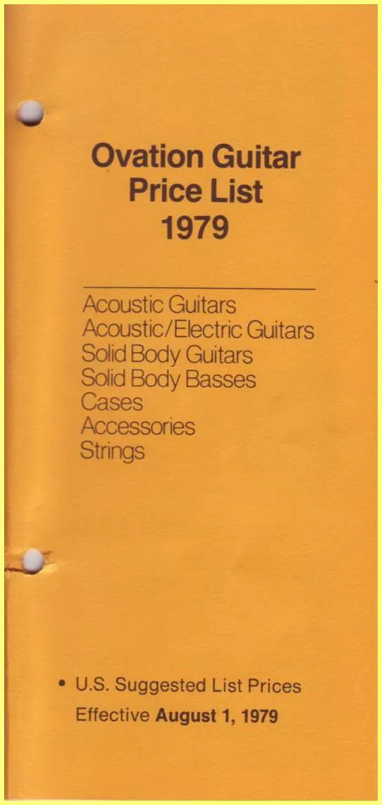 1979 Ovation US Price List