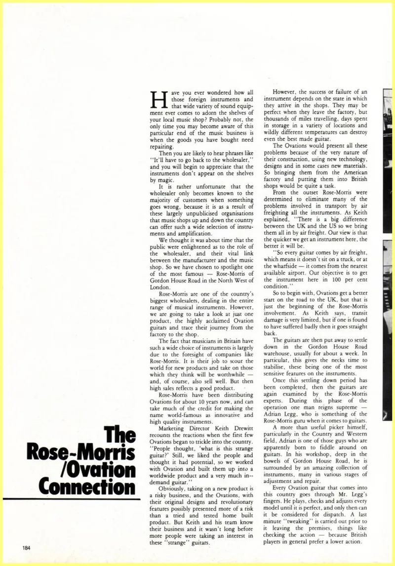 1979 The Rose-Morris/Ovation Connection - UK Magazine Article
