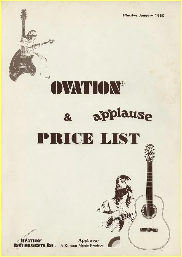 Ovation & Applause Price List — Japan, Effective January 1980