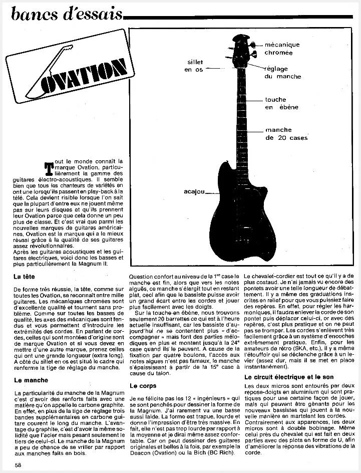 Ovation Magnum II Bass Guitar French Review