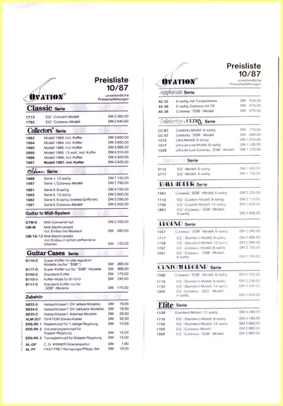 1987 German Price List 1