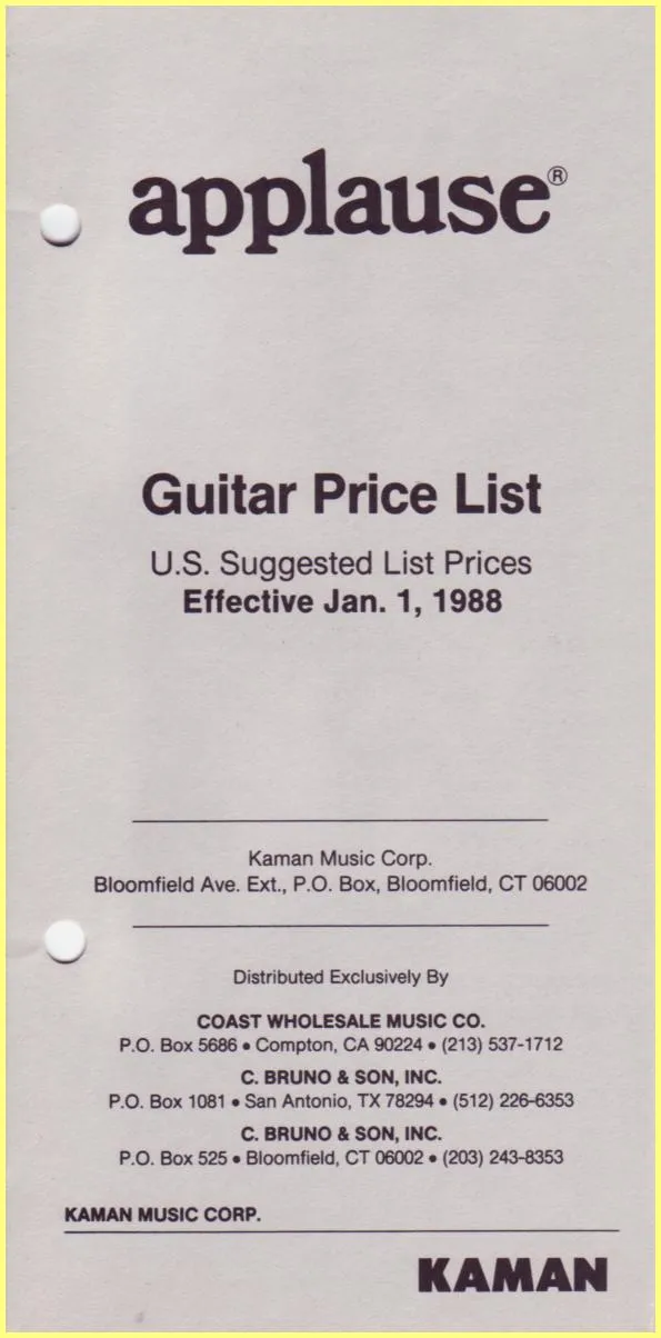 1988 Applause Price List 1