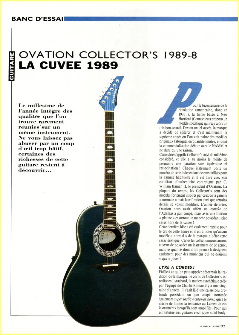 Ovation Collector's 1989-8 - La Cuvée 1989 (French Guitar Review)