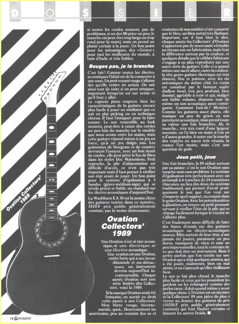 Ovation Collectors' 1989 - French Guitar Magazine Review (Guitarist Magazine)