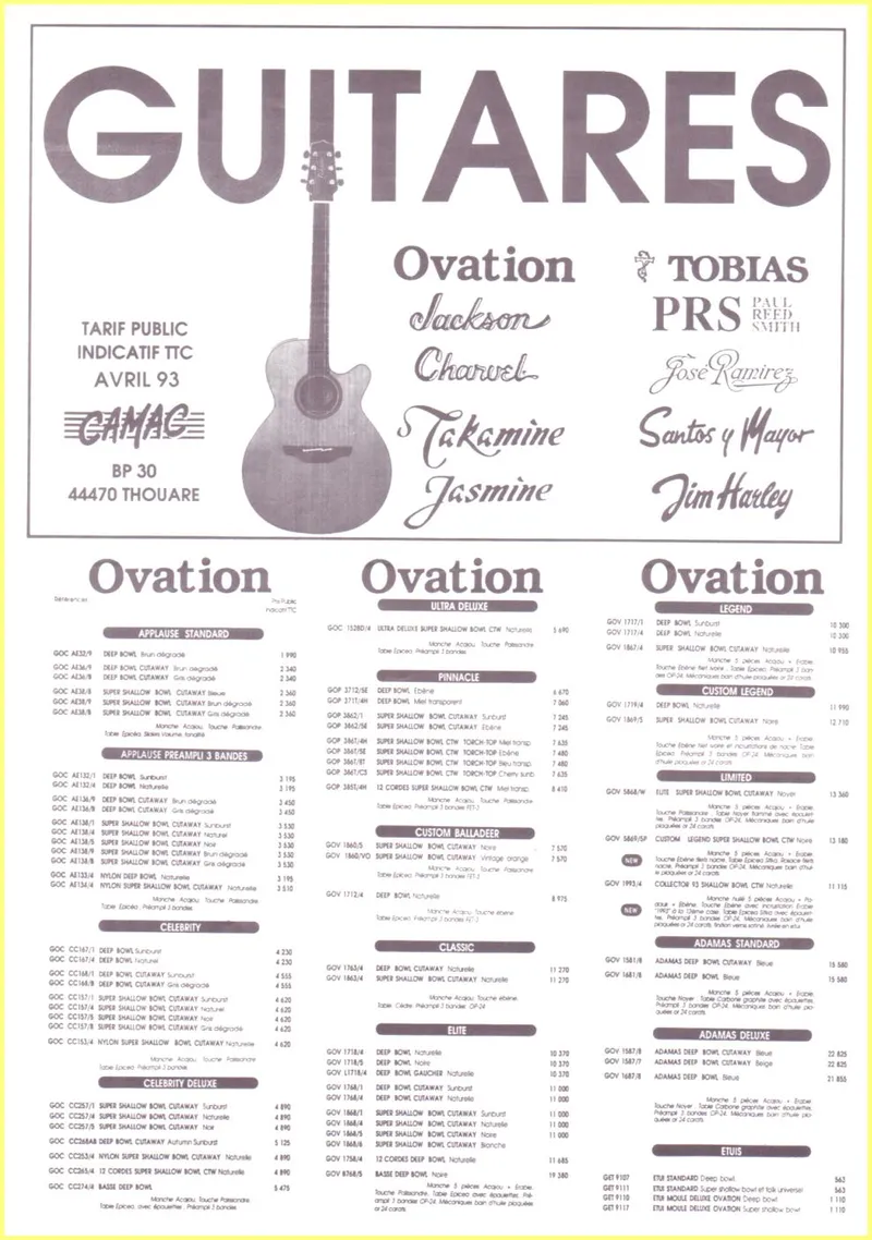 CAMAC French Guitar Distributor Catalog - April 1993