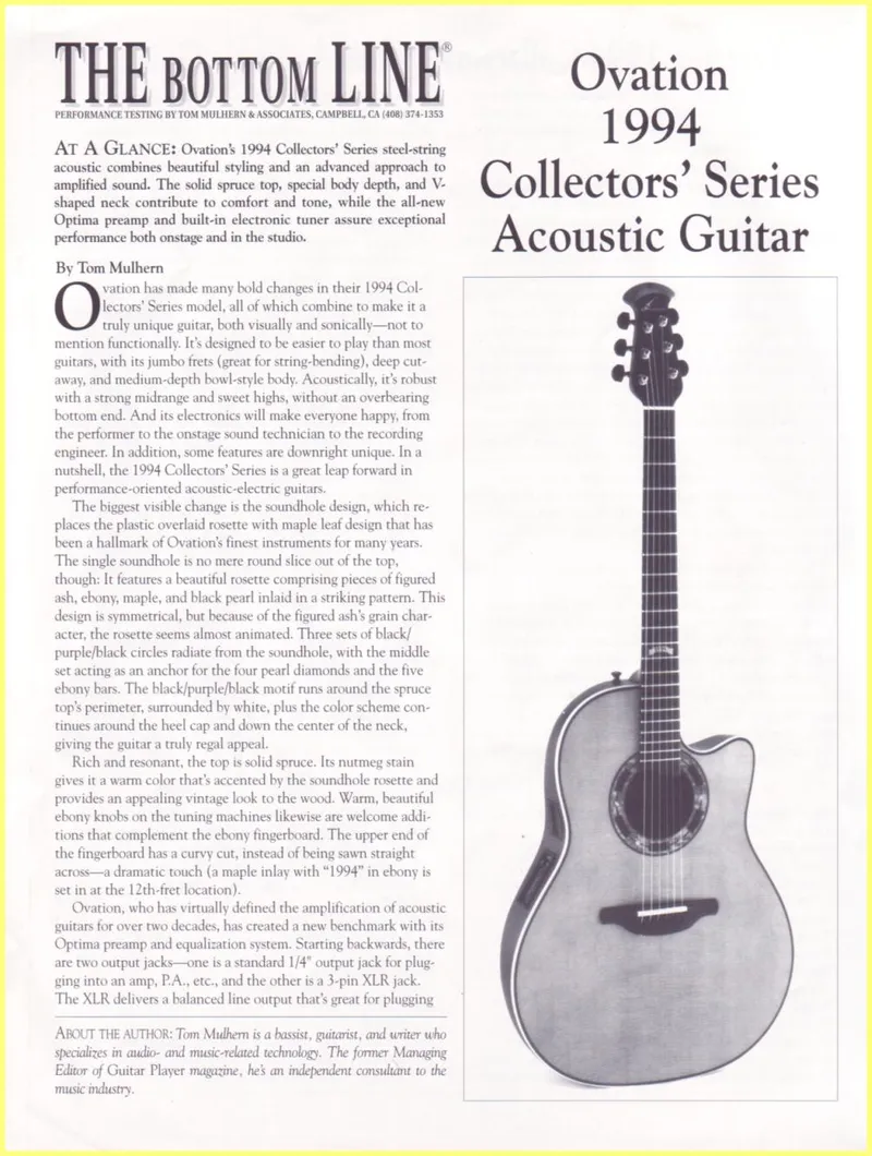 The Bottom Line: Ovation 1994 Collectors' Series Acoustic Guitar Review