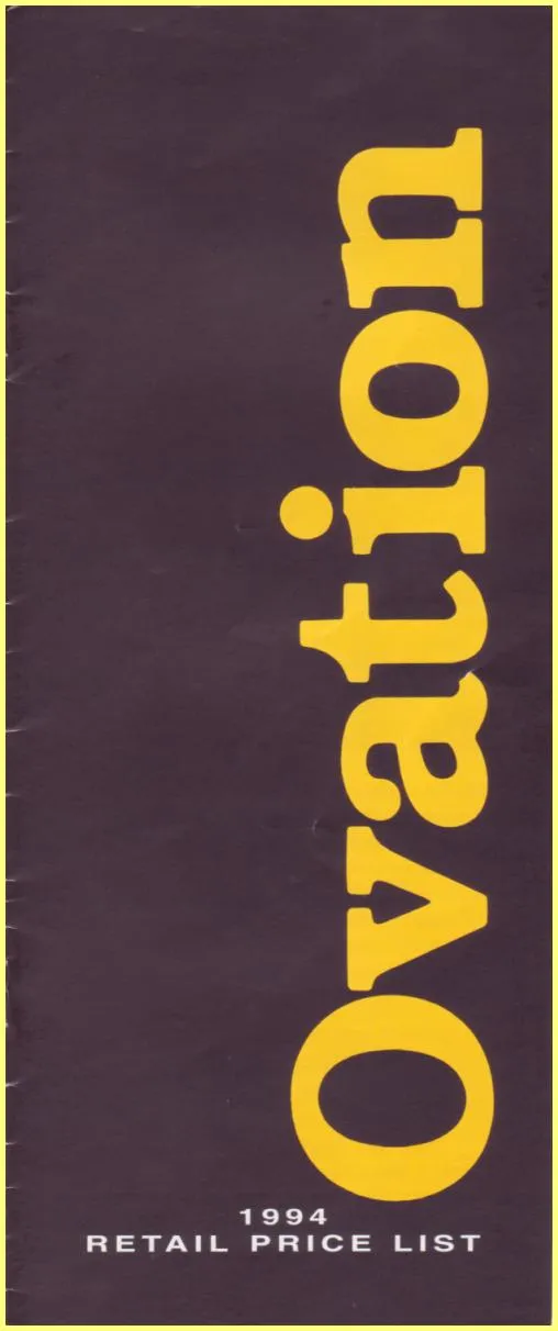 Ovation Guitars 1994 Retail Price List