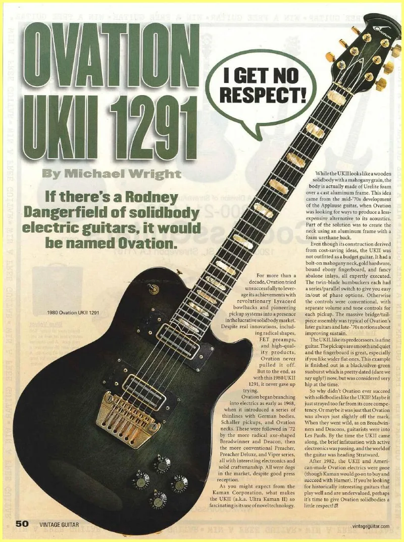 Ovation UKII 1291 - Vintage Guitar Magazine Article
