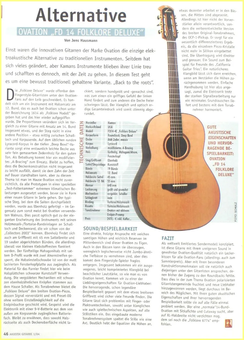 Ovation FD 14 Folklore Deluxe - German Guitar Review