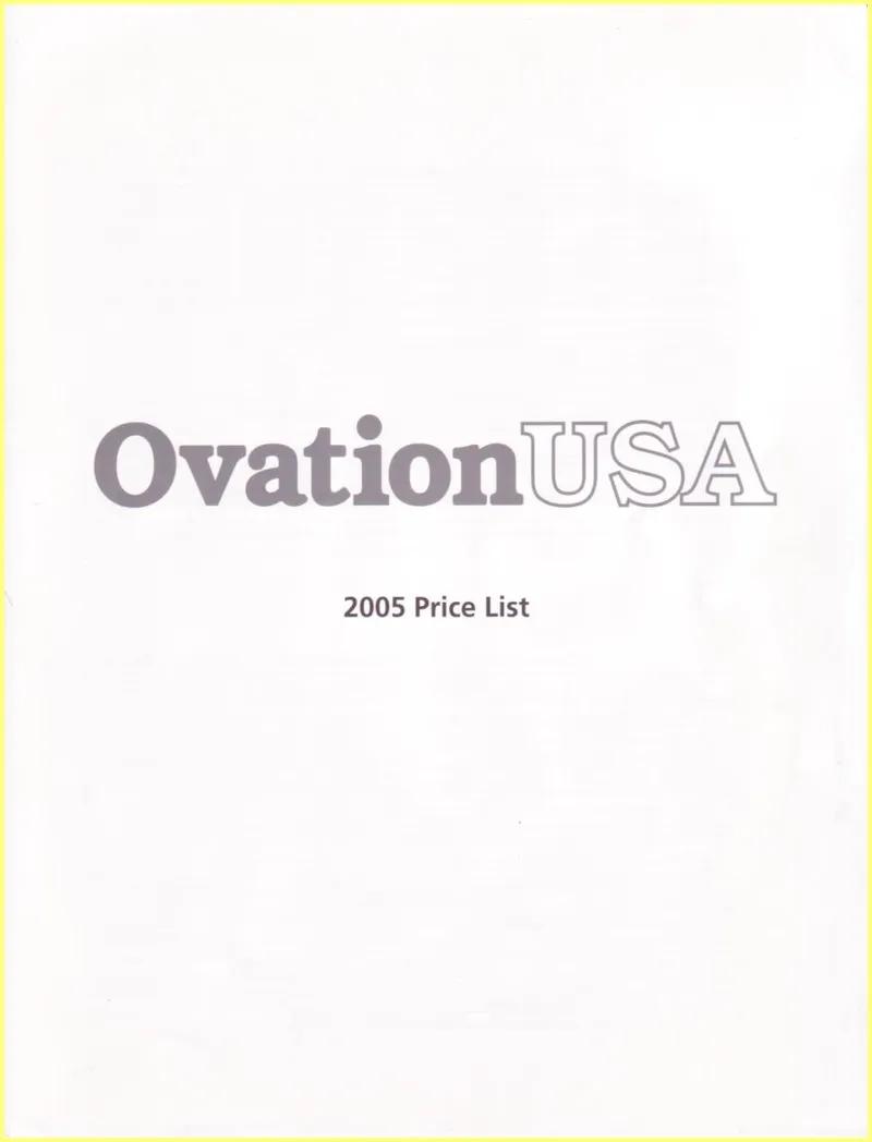 Ovation USA 2005 Japan Price List