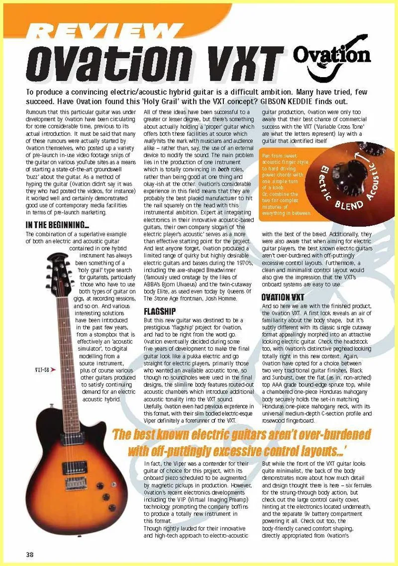 Gear Magazine UK - Ovation VXT Guitar Review