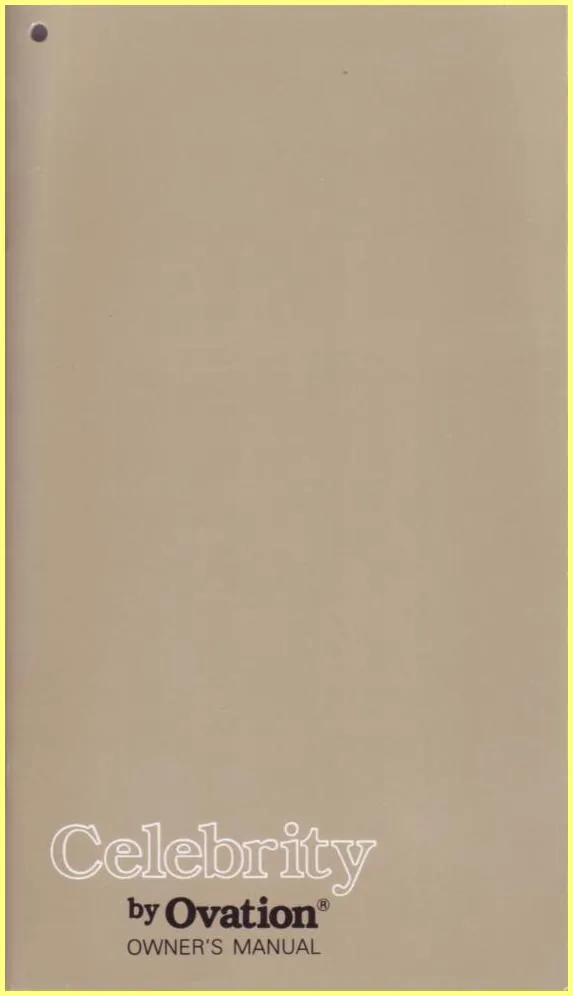 Celebrity by Ovation Owner's Manual