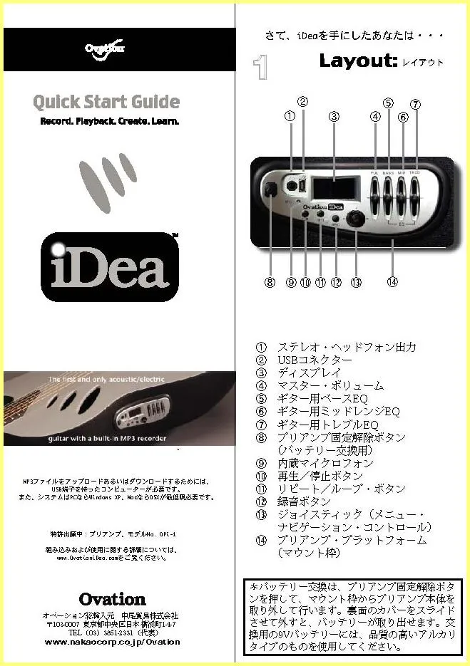 Ovation iDea Quick Start Guide (Japanese)