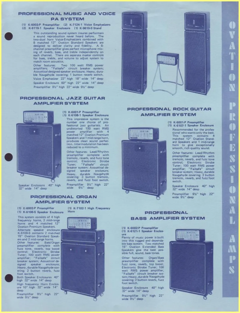 Ovation Professional Amps Info Sheet
