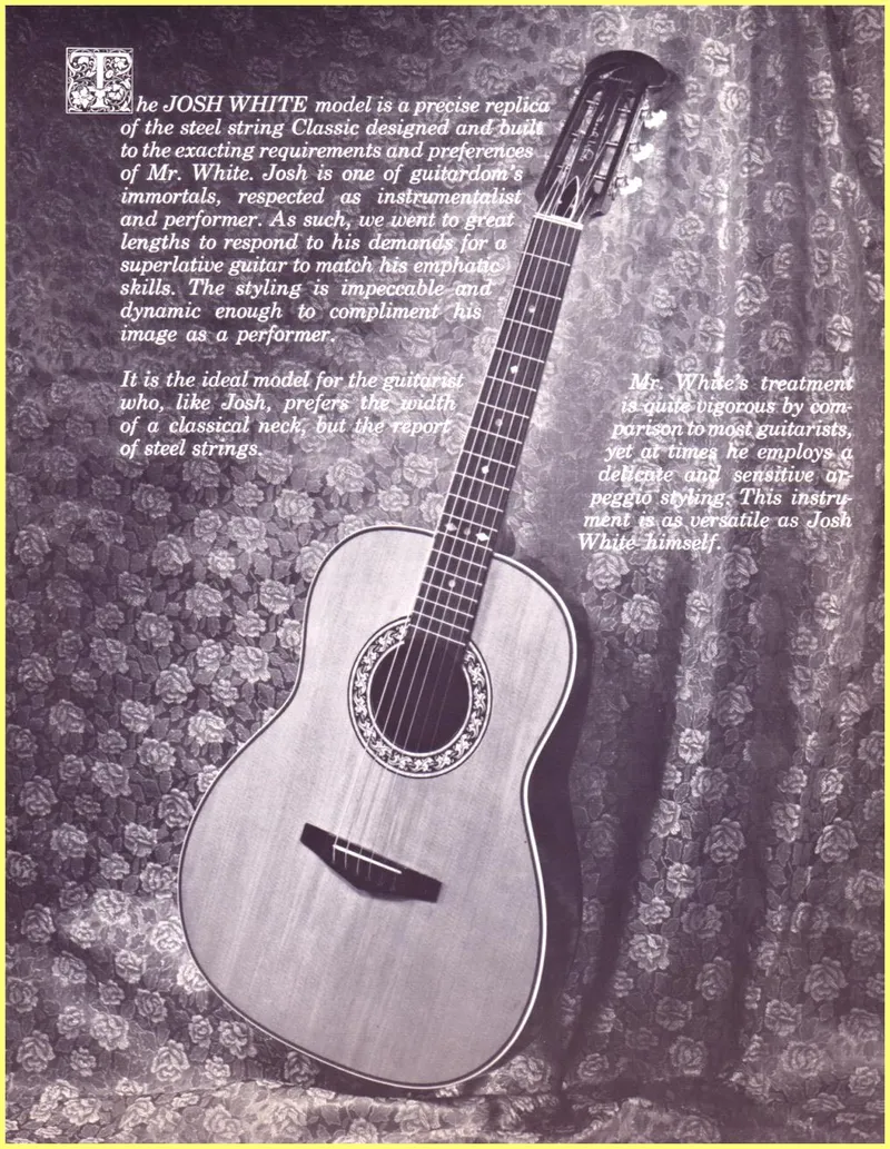 Ovation Josh White Model Guitar Brochure