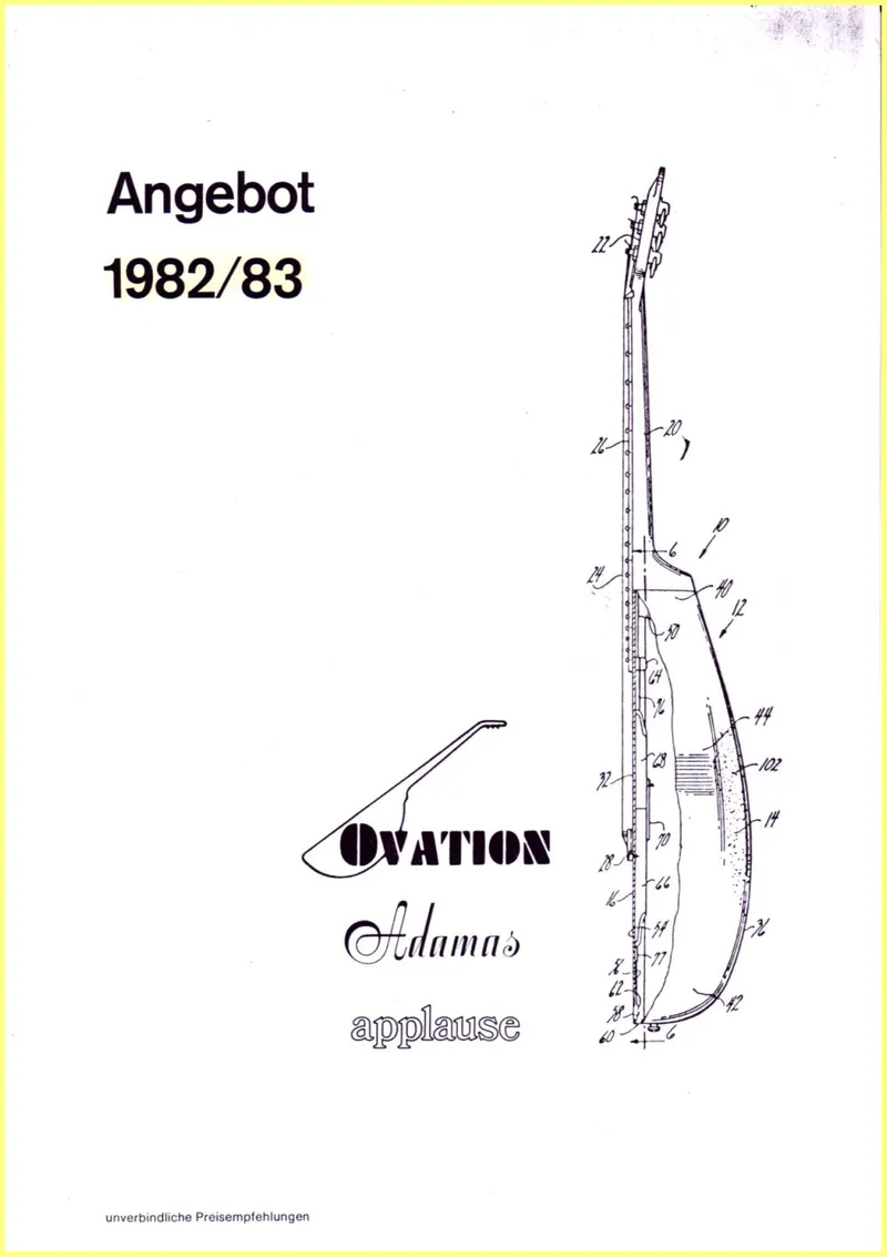 Ovation / Adamas / Applause German Price List and Product Catalog 1982/83