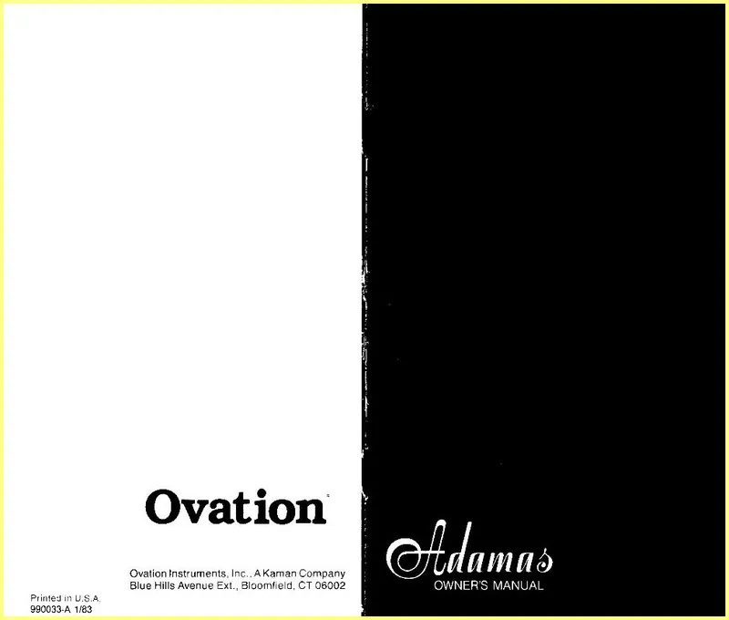 Ovation Adamas Guitar Owner's Manual