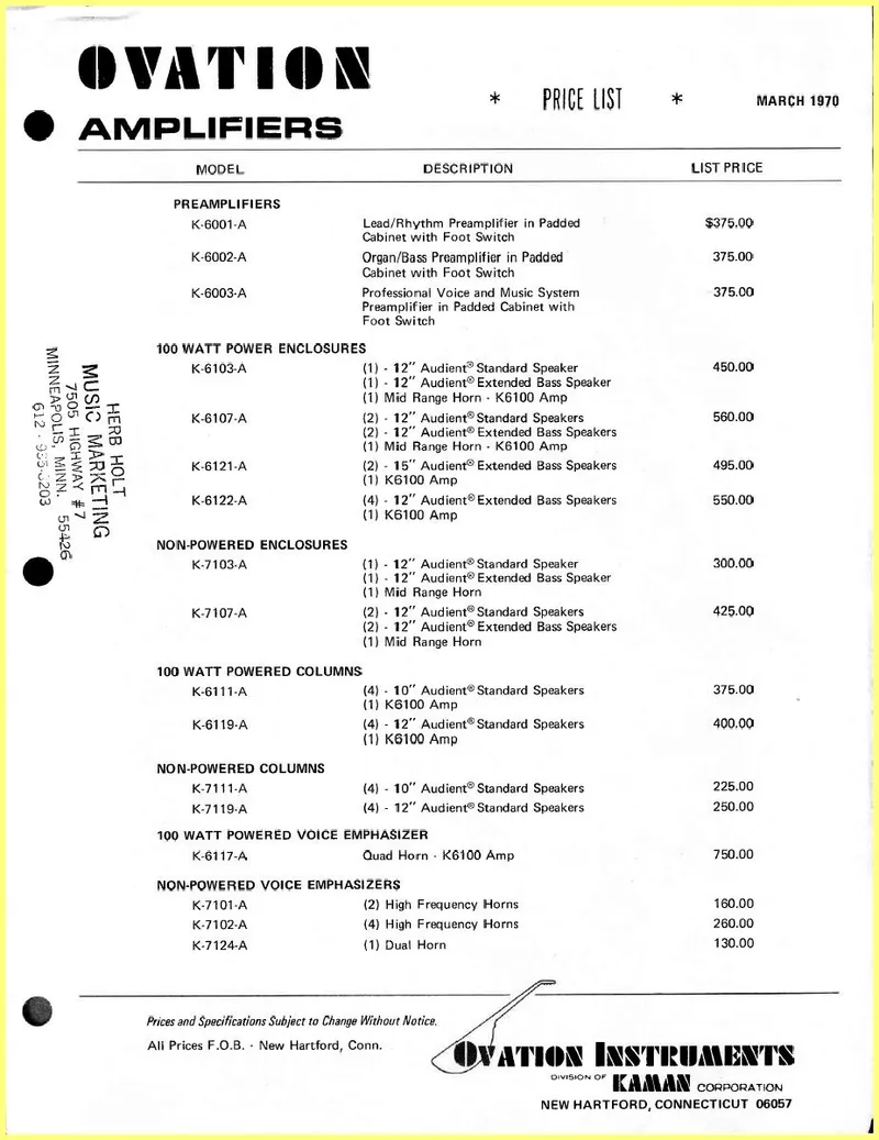 Amp Price List 1