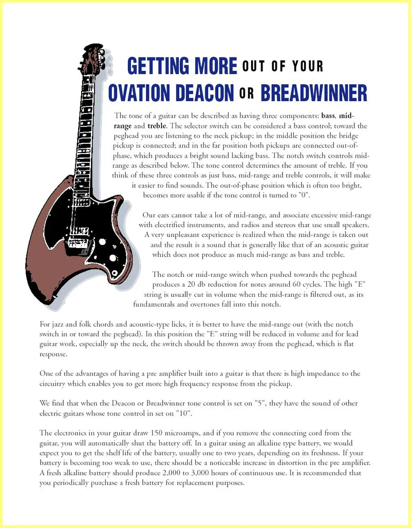 Getting More Out of Your Ovation Deacon or Breadwinner - Settings Manual