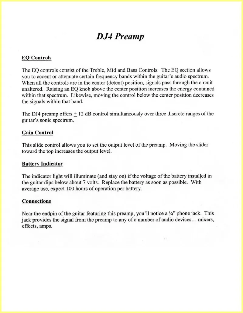 DJ 4 Preamp Manual
