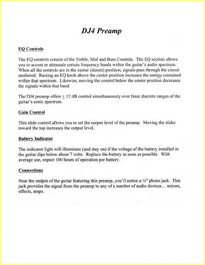 DJ 4 Preamp Manual