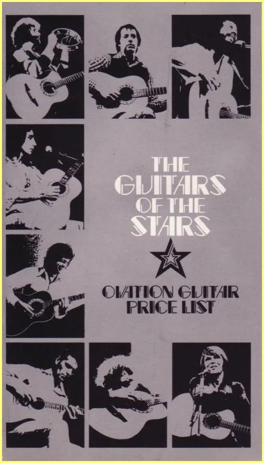 The Guitars of the Stars - Ovation Guitar Price List (January 1, 1977)