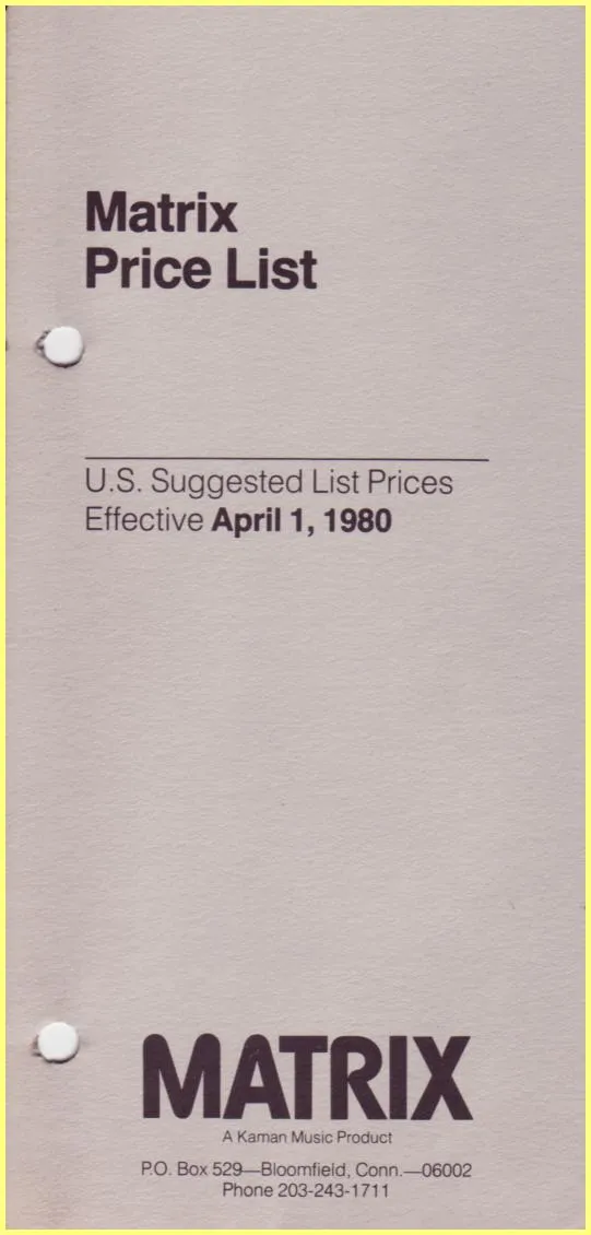 Matrix 1980 Price List 1