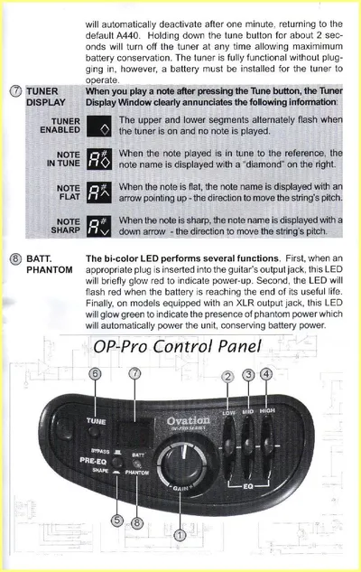Ovation OP-Pro Preamp Owner's Guide | Ovation Tribute