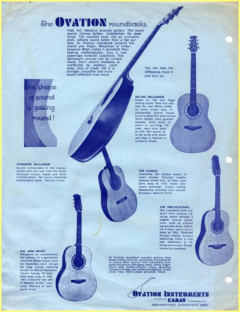 Ovation Roundbacks Guitar Catalog featuring Glen Campbell Signature Models