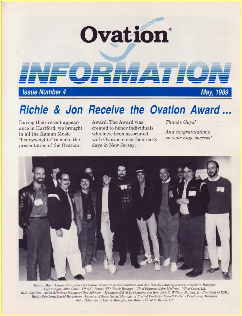Ovation Information Newsletter - Issue Number 4, May 1989