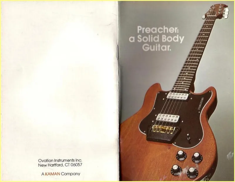 Ovation Preacher Solid Body Guitar Owner's Manual