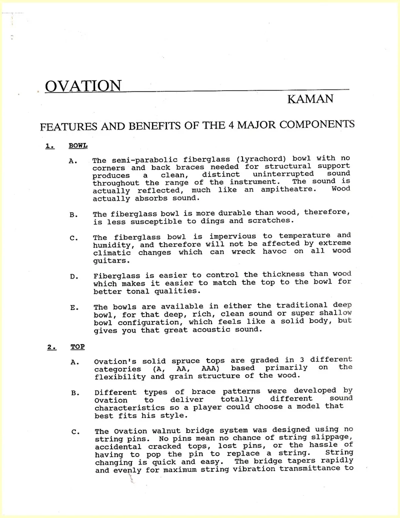 Ovation Features and Benefits of the 4 Major Components