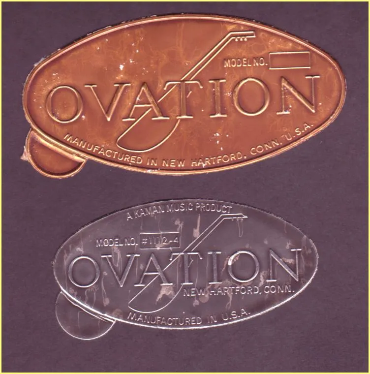 Ovation Guitar Label Reference Document – Metal and Paper Label ...