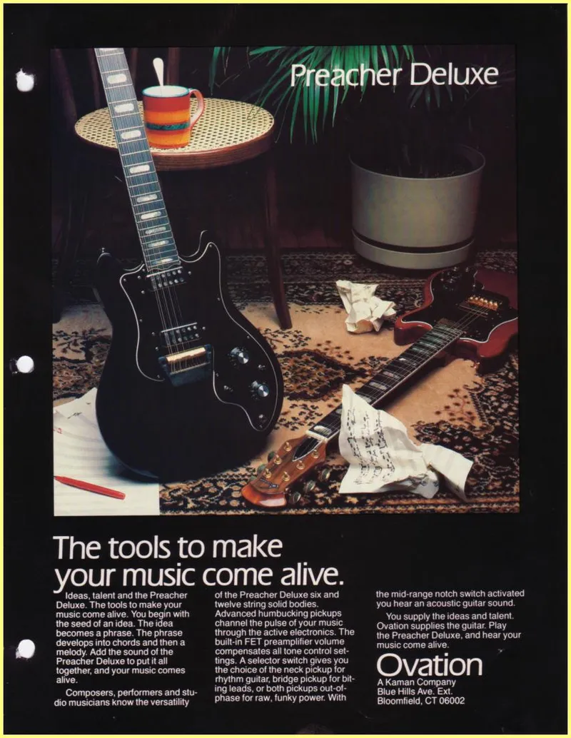 Ovation Preacher Deluxe Guitar Brochure