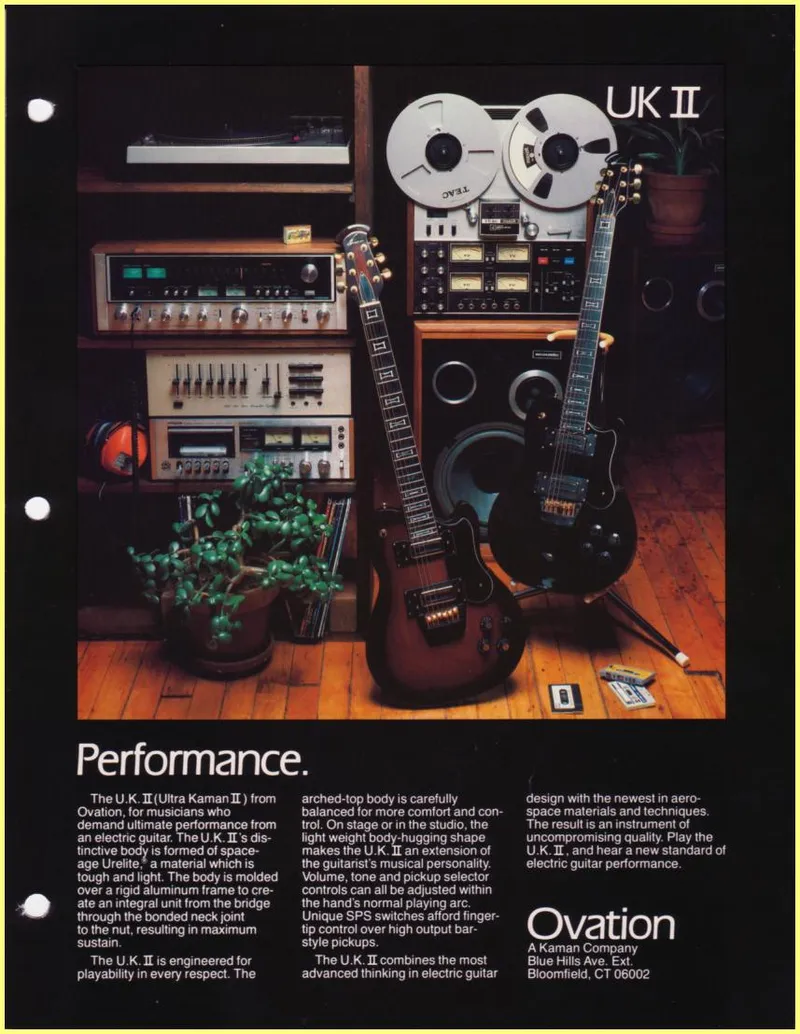Ovation U.K. II Electric Guitar Product Brochure