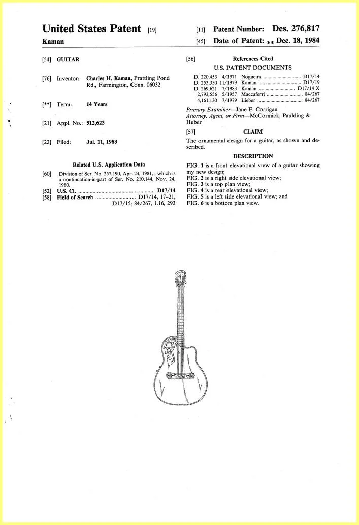 Adamas Single Epaulet 1983 Design Patent