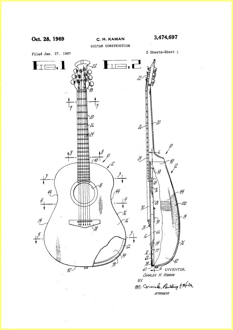 Ovation Guitar Construction 1967 Patent