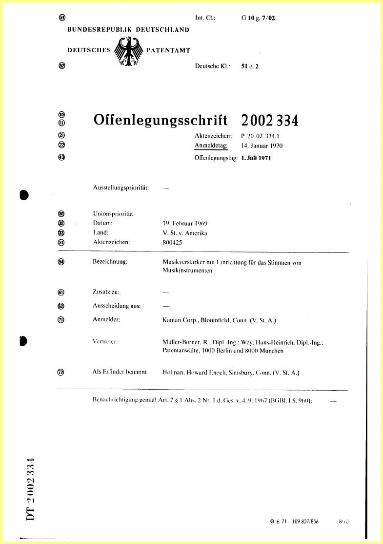 Music Amplifier with Instrument Tuning Device (German Patent)