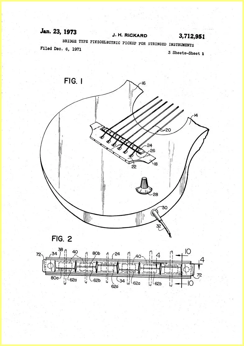 Ovation Piezzoelectric pickup 1971 Patent