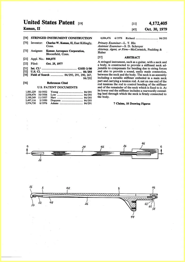 Ovation Kaman Bar 1977 Patent