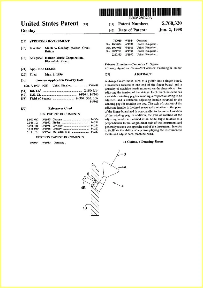Ovation String Instrument 1996 Patent