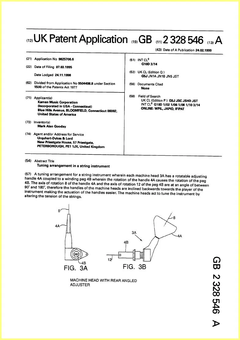 Ovation Tuning Guitar 1999 UK Patent 1
