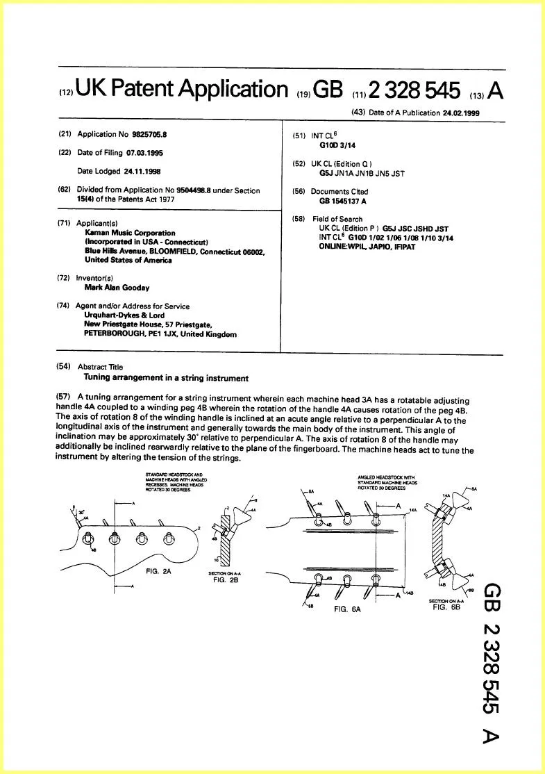 Ovation Tuning Guitar 1998 UK Patent 2