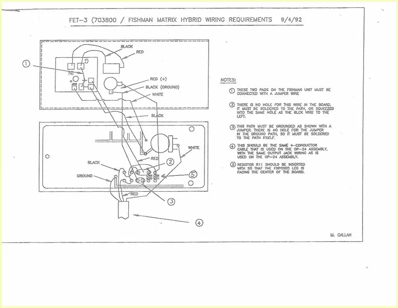 Ovation FET-3 Preamp / Fishman Matrix Hybrid Wiring Schematic and Mounting Plans