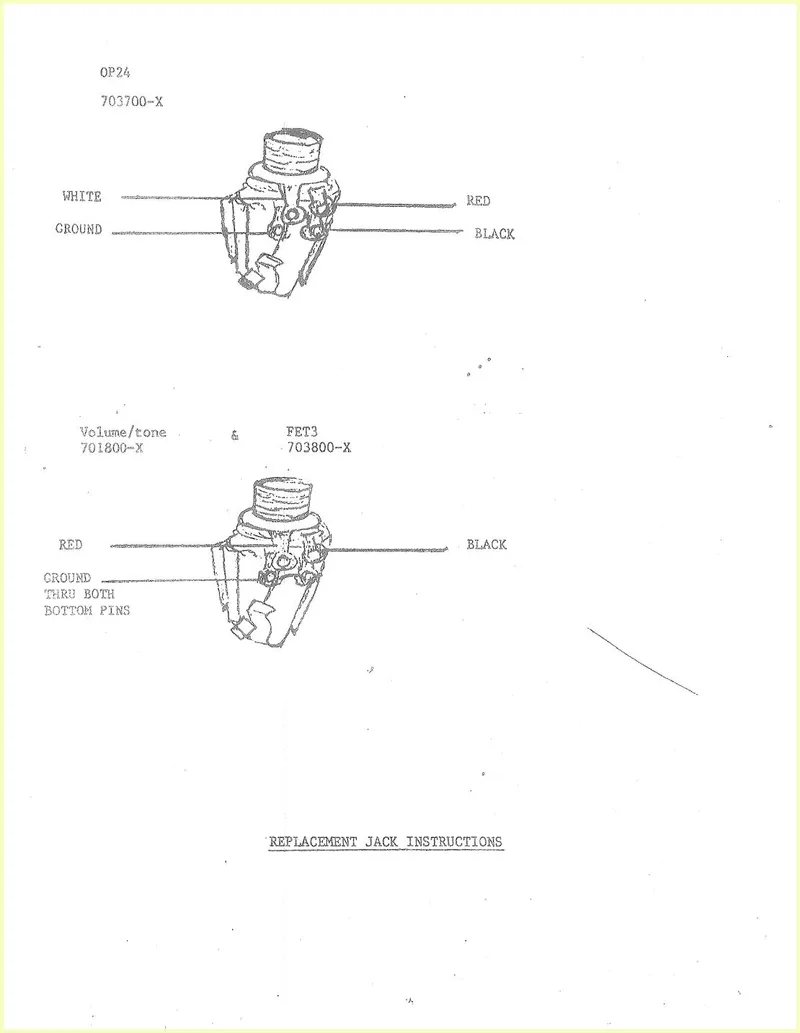 FET3 / Ovation 4-Lug Jack Wiring - VT-FET3-OP24 Replacement Jack Instructions