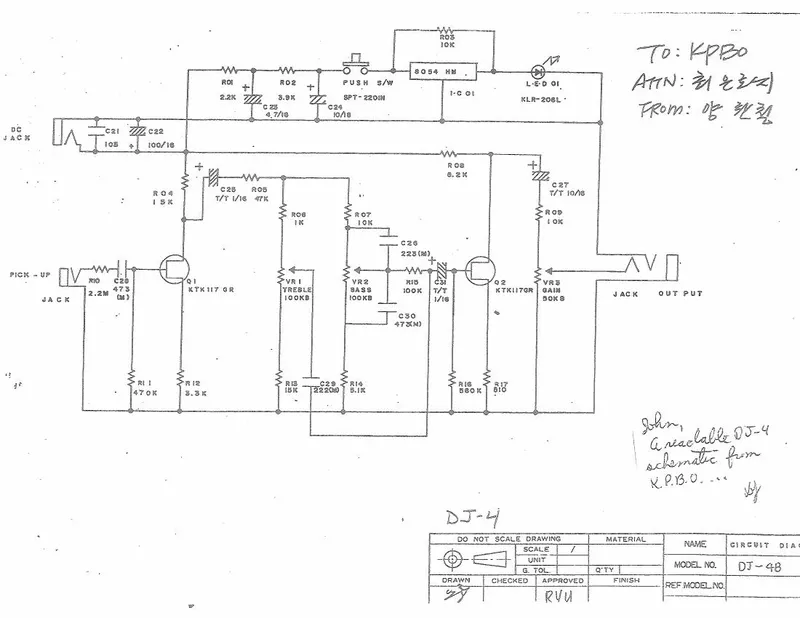 Ovation DJ-48 Pre-Amp Circuit Diagram